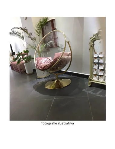 Scaun suspendat BUBBLE NEW TIP 2, living/terasă, 106x68x133 cm, oțel/acrilic/țesătură | MobilaOK