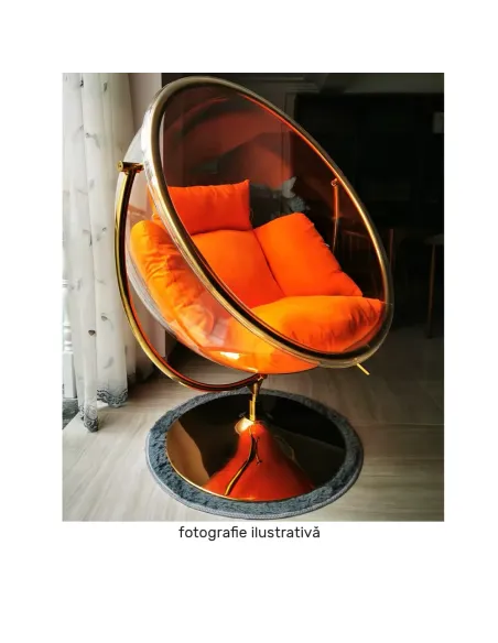 Scaun suspendat BUBBLE NEW TIP 2, living/terasă, 106x68x133 cm, oțel/acrilic/țesătură | MobilaOK