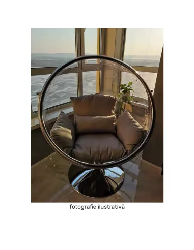 Scaun suspendat BUBBLE NEW TIP 2, living/terasă, 106x68x133 cm, oțel/acrilic/țesătură | MobilaOK