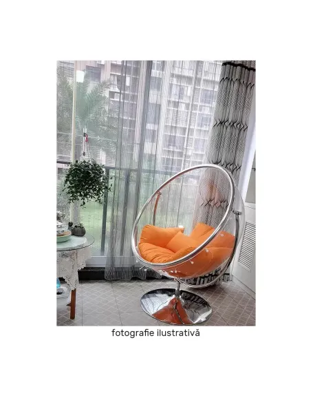 Scaun suspendat BUBBLE NEW TIP 2, living/terasă, 106x68x133 cm, oțel/acrilic/țesătură | MobilaOK