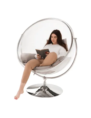 Scaun suspendat BUBBLE NEW TIP 2, living/terasă, 106x68x133 cm, oțel/acrilic/țesătură | MobilaOK