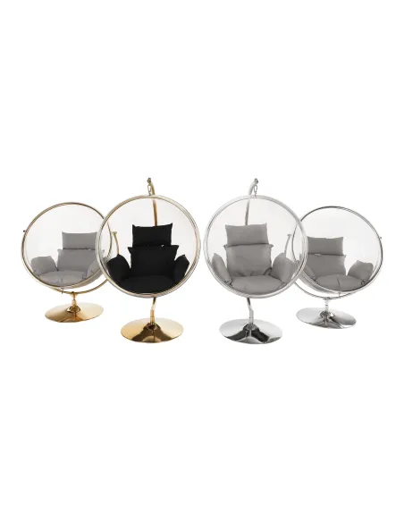 Scaun suspendat BUBBLE NEW TIP 2, living/terasă, 106x68x133 cm, oțel/acrilic/țesătură | MobilaOK
