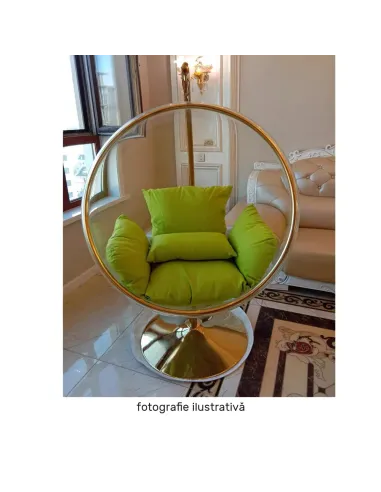 Scaun suspendat BUBBLE NEW TIP 3, living/exterior, 97x155 cm, oțel/acril/țesătură | MobilaOK
