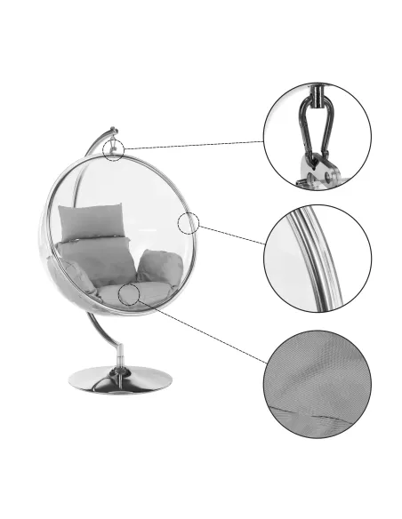 Scaun suspendat BUBBLE NEW TIP 3, living/exterior, 97x155 cm, oțel/acril/țesătură | MobilaOK
