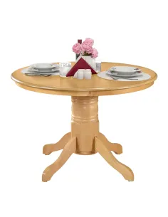 Masă de sufragerie TABLOS, rotundă, diametru 106 cm, MDF/lemn de cauciuc | MobilaOK 2
