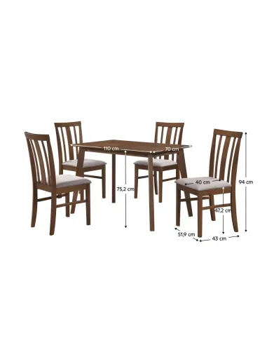 Set Sufragerie ROIS SET, living, 110x70x75.2 cm, Lemn cauciuc, MDF, furnir | MobilaOK