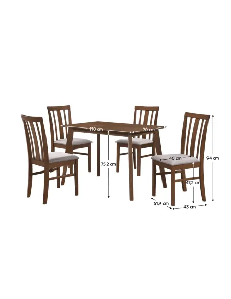 Set Sufragerie ROIS SET, living, 110x70x75.2 cm, Lemn cauciuc, MDF, furnir | MobilaOK