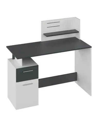 Masă PC, alb/grafit, PLATON NEW | MobilaOK