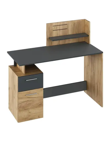 Birou PC PLATON NEW, birou, 121.5x55x109.5 cm, PAL laminat stejar artizan/grafit | MobilaOK
