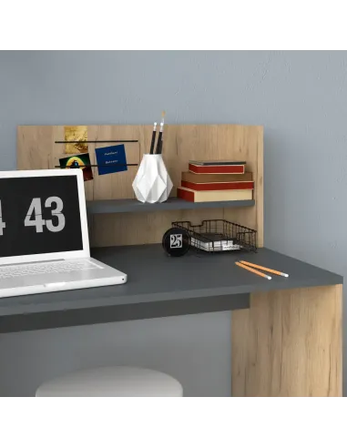 Birou PC PLATON NEW, birou, 121.5x55x109.5 cm, PAL laminat stejar artizan/grafit | MobilaOK