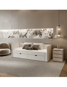 Pat extensibil ANTONY, dormitor, 90/180x200, PAL/MDF, alb | MobilaOK 2