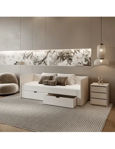 Pat extensibil ANTONY, dormitor, 90/180x200, PAL/MDF, alb | MobilaOK