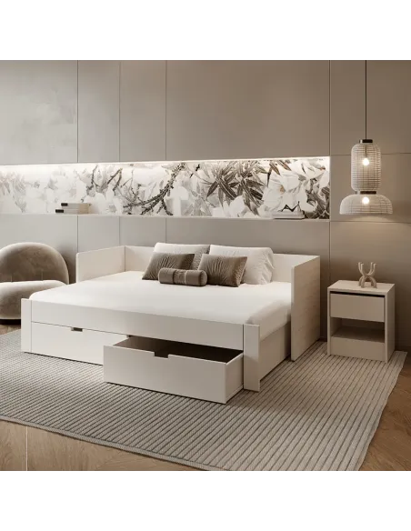 Pat extensibil ANTONY, dormitor, 90/180x200, PAL/MDF, alb | MobilaOK