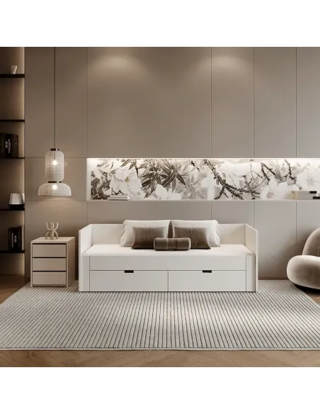 Pat extensibil ANTONY, dormitor, 90/180x200, PAL/MDF, alb | MobilaOK