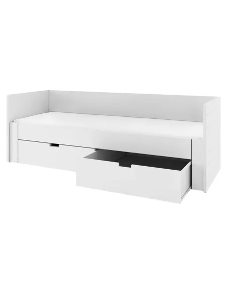 Pat extensibil ANTONY, dormitor, 90/180x200, PAL/MDF, alb | MobilaOK