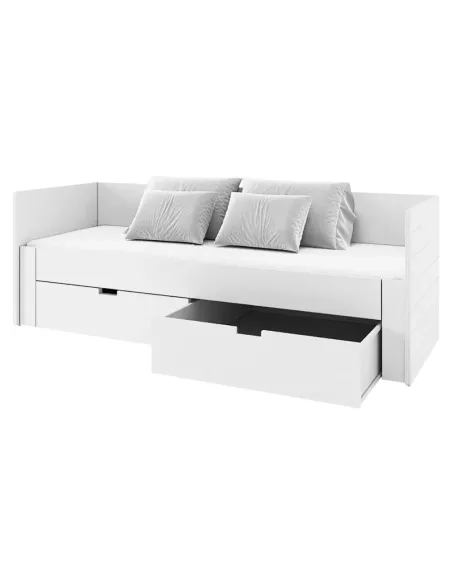 Pat extensibil ANTONY, dormitor, 90/180x200, PAL/MDF, alb | MobilaOK