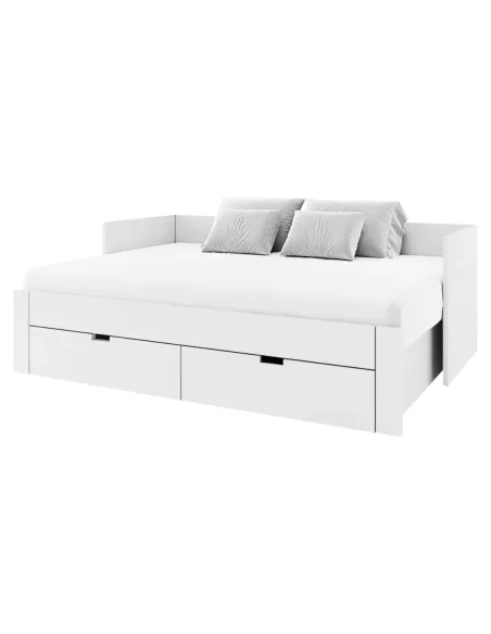 Pat extensibil ANTONY, dormitor, 90/180x200, PAL/MDF, alb | MobilaOK