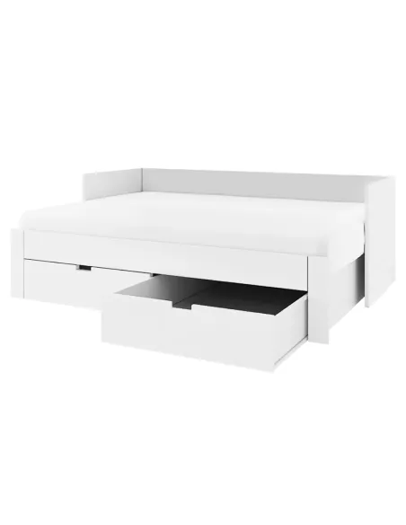 Pat extensibil ANTONY, dormitor, 90/180x200, PAL/MDF, alb | MobilaOK