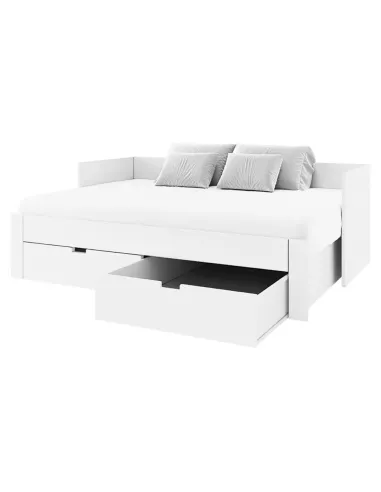 Pat extensibil ANTONY, dormitor, 90/180x200, PAL/MDF, alb | MobilaOK