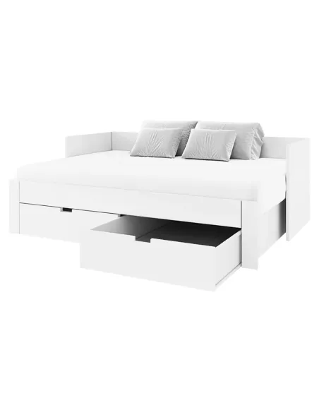 Pat extensibil ANTONY, dormitor, 90/180x200, PAL/MDF, alb | MobilaOK