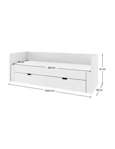 Pat extensibil ANTONY, dormitor, 90/180x200, PAL/MDF, alb | MobilaOK