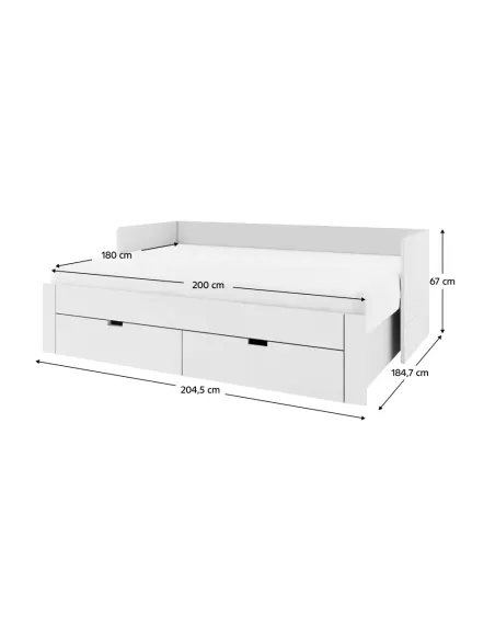Pat extensibil ANTONY, dormitor, 90/180x200, PAL/MDF, alb | MobilaOK