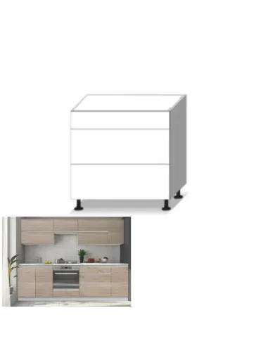Dulap inferior cu 3 sertare, stejar sonoma, LINE | MobilaOK