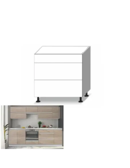 Dulap inferior cu 3 sertare, stejar sonoma, LINE | MobilaOK