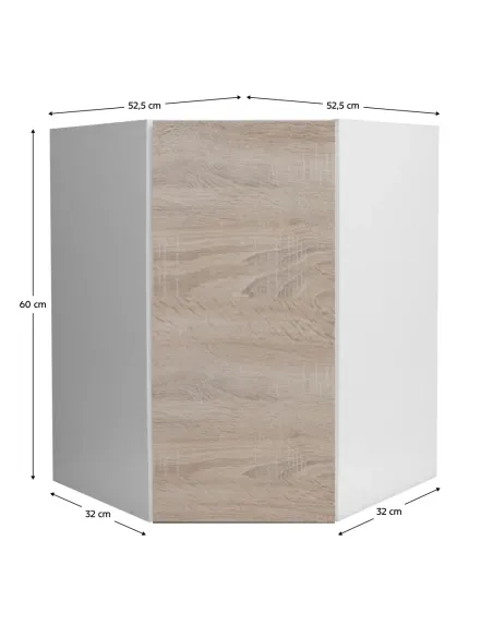 Dulap superior de colţ LINE, bucătărie, 52.5x60x52.5 cm, PAL melaminat stejar sonoma | MobilaOK
