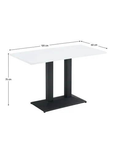Masă de sufragerie bistro, alb/negru, 120x60 cm, RINALDO TYP 2 | MobilaOK