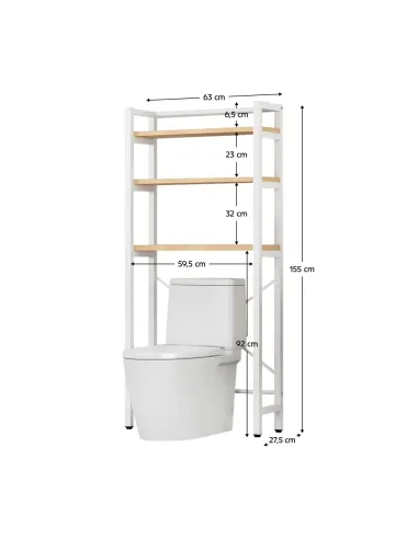 Raft deasupra toaletei, BALRAM, baie, 63x27.5x155 cm, MDF laminat și metal | MobilaOK