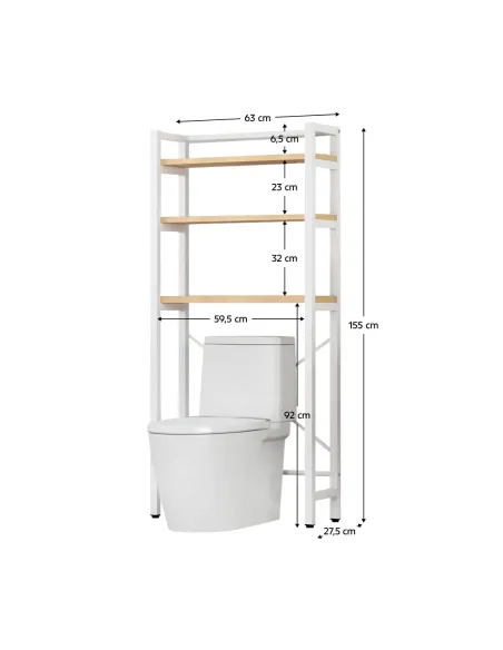 Raft deasupra toaletei, BALRAM, baie, 63x27.5x155 cm, MDF laminat și metal | MobilaOK