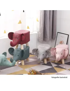 Taburet BALBO, puf decorativ living/dormitor, 51x26x28 cm, Pin masiv și țesătură | MobilaOK 2