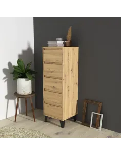Comodă BOGAN 5S40 pentru dormitor/hol, 40x38.8x120.4 cm, PAL melaminat stejar artisan | MobilaOK 2