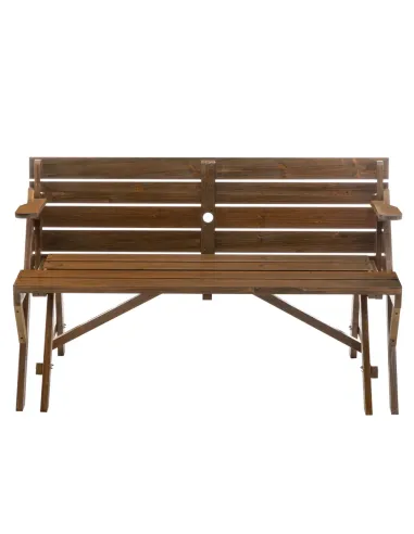 Set Grădină 2în1 ZAGIR, Masă cu Bancă Integrată, 139.5x133.5x73 cm, Lemn de Pin, Maro | MobilaOK