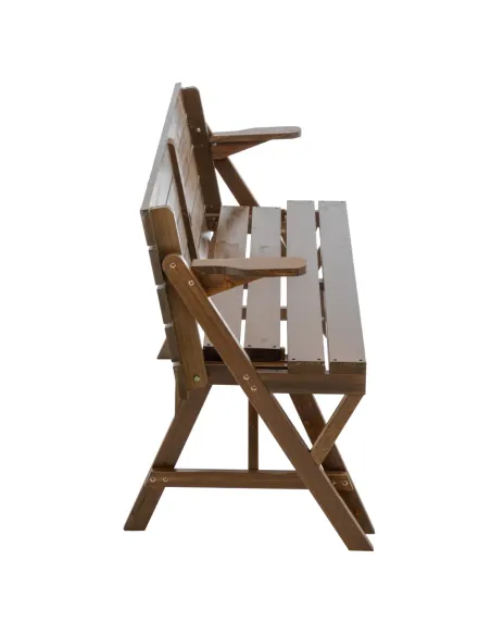 Set Grădină 2în1 ZAGIR, Masă cu Bancă Integrată, 139.5x133.5x73 cm, Lemn de Pin, Maro | MobilaOK
