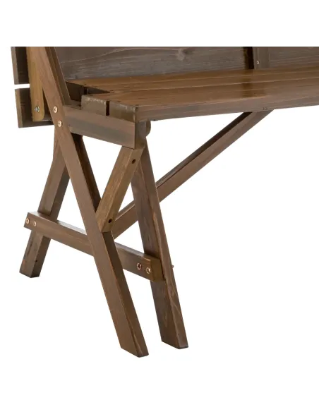 Set Grădină 2în1 ZAGIR, Masă cu Bancă Integrată, 139.5x133.5x73 cm, Lemn de Pin, Maro | MobilaOK