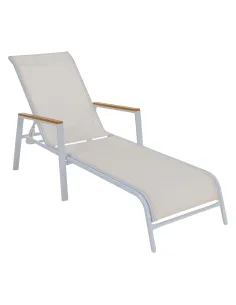 Şezlong, BONTO, grădină, 64x161x48/100 cm, Oțel/Stejar | MobilaOK