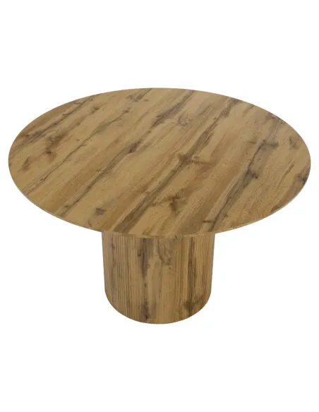 Masă de sufragerie MAHIR TIP 2, living, Ø 120 cm, MDF furniruit stejar | MobilaOK