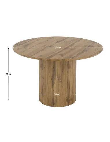 Masă de sufragerie MAHIR TIP 2, living, Ø 120 cm, MDF furniruit stejar | MobilaOK