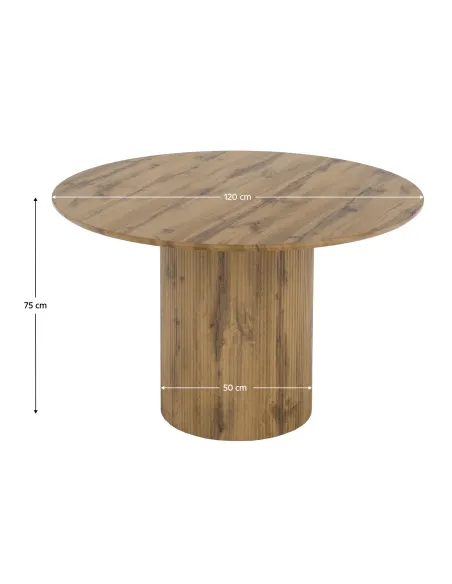 Masă de sufragerie MAHIR TIP 2, living, Ø 120 cm, MDF furniruit stejar | MobilaOK