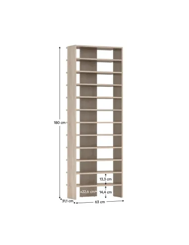 Raft înalt OSKI, pantofar dressing, 63x31x180 cm, PAL stejar sonoma | MobilaOK