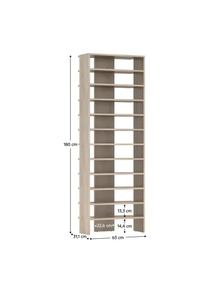 Raft înalt OSKI, pantofar dressing, 63x31x180 cm, PAL stejar sonoma | MobilaOK