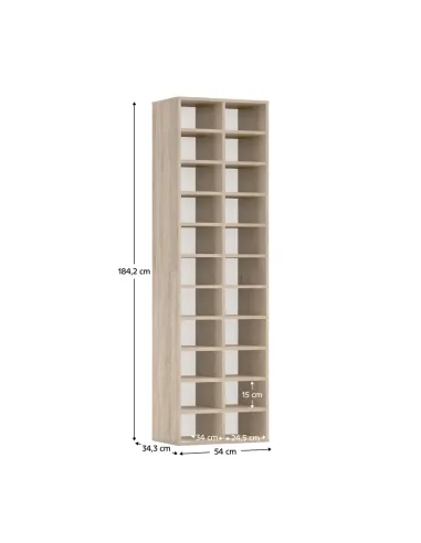 Raft înalt IGNO, hol/dormitor/birou, 54x34x184 cm, PAL melaminat | MobilaOK
