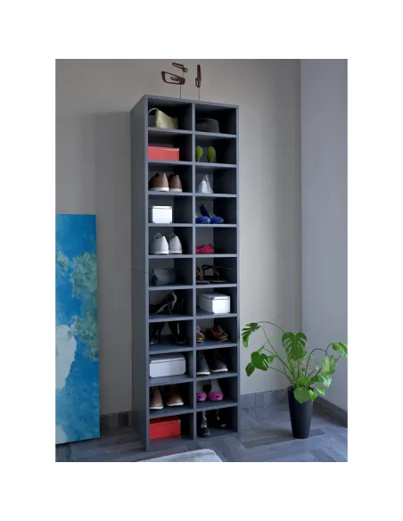 Raft înalt/pantofar IGNO, grafit, dormitor/hol, 54x34x184 cm, PAL melaminat | MobilaOK