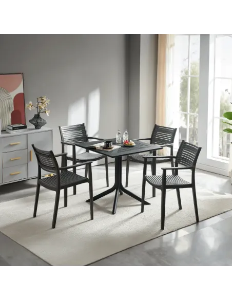 Masă de grădină DENTON NEW, interior/exterior, 79.5x79.5x74.5 cm, Plastic | MobilaOK