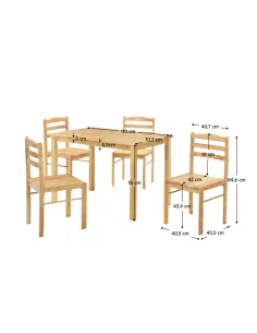 Set de sufragerie KONDELA, living, 110x70.3x76 cm, lemn masiv natural | MobilaOK 2