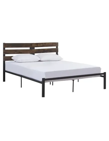Pat, ANEYA, dormitor, 160x200, PAL stejar rustic/metal | MobilaOK