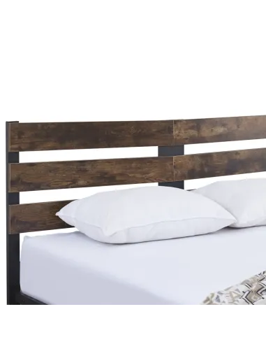 Pat, ANEYA, dormitor, 160x200, PAL stejar rustic/metal | MobilaOK