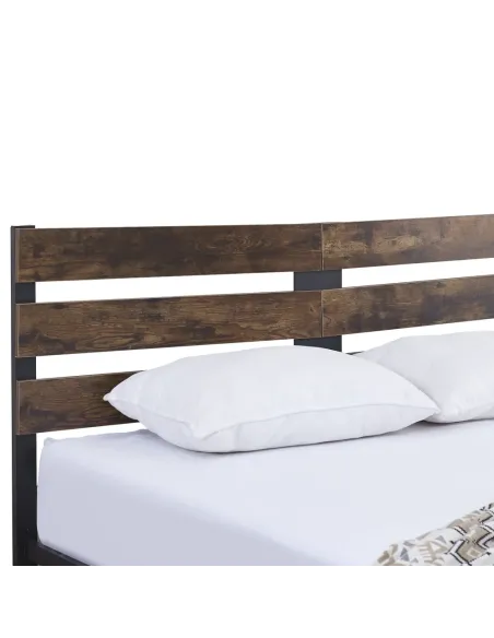 Pat, ANEYA, dormitor, 160x200, PAL stejar rustic/metal | MobilaOK